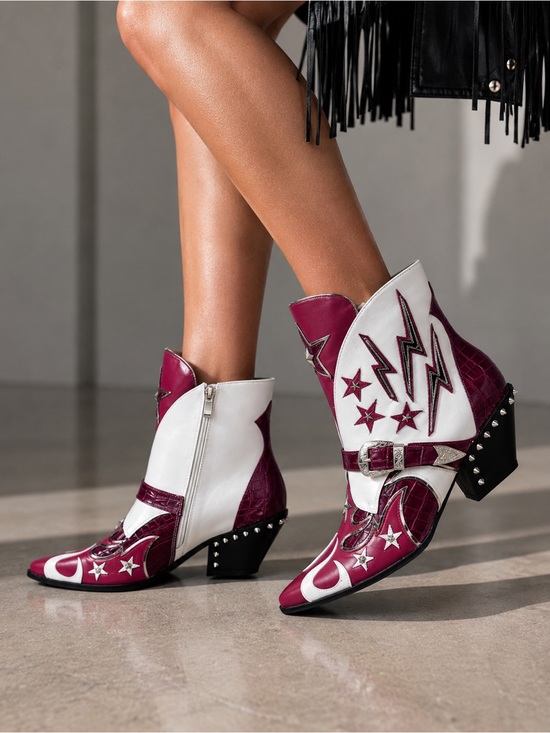 Azalea Wang Shoes - Azalea Wang Channy Multi Western Studded Ankle Boots NIB Size 7 & 11